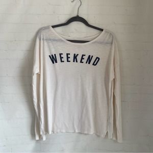 GAP Cream Long Sleeve Tee with Navy Print